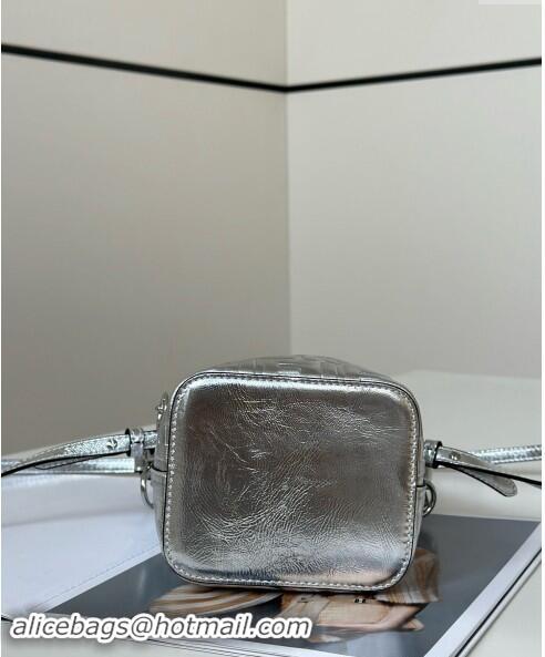 Well Crafted Fendi Mon Tresor Mini Bucket Bag in FF Leather FF020 Silver 2024