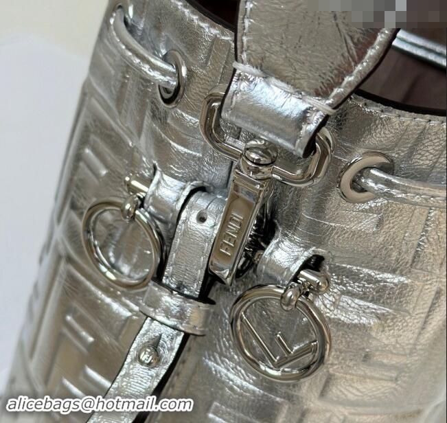 Well Crafted Fendi Mon Tresor Mini Bucket Bag in FF Leather FF020 Silver 2024