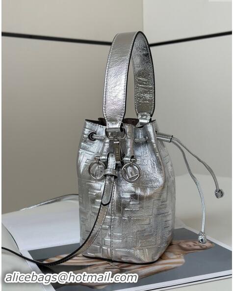 Well Crafted Fendi Mon Tresor Mini Bucket Bag in FF Leather FF020 Silver 2024