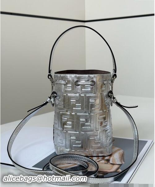 Well Crafted Fendi Mon Tresor Mini Bucket Bag in FF Leather FF020 Silver 2024