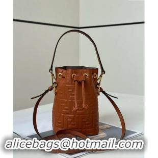 Most Popular Fendi Mon Tresor Mini Bucket Bag in FF Leather FF020 Brown 2024