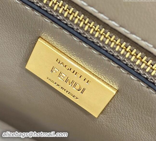 Reasonable Price Fendi Baguette Medium Bag in Crocodile Embossed Leather 8628 Grey 2024