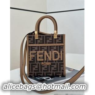 Well Crafted Fendi Mini Sunshine Shopper Tote Bag in FF fabric 8639S Brown 2024