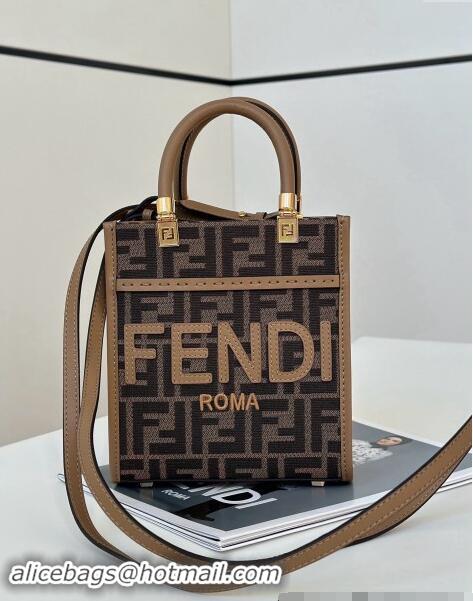 Well Crafted Fendi Mini Sunshine Shopper Tote Bag in FF fabric 8639S Brown 2024