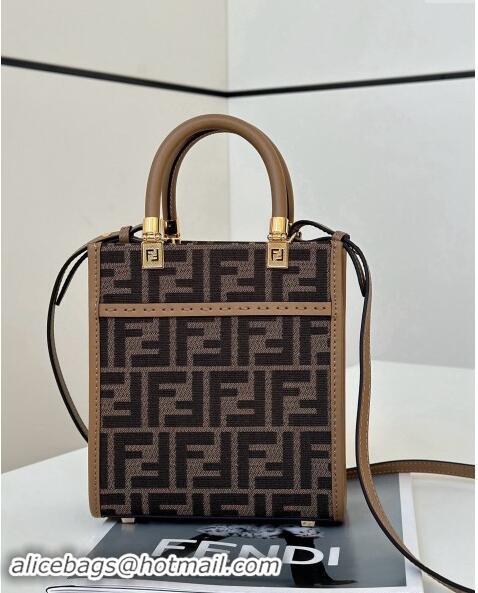 Well Crafted Fendi Mini Sunshine Shopper Tote Bag in FF fabric 8639S Brown 2024