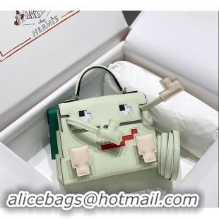 Big Discount Hermes Kelly Doll Picto Mini Bag in Calfskin Leather H1001 Bubble Green 2024 (Half Handmade)