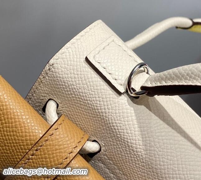 Top Design Hermes Kelly Doll Picto Mini Bag in Calfskin Leather H1001 Cream White 2024 (Half Handmade)