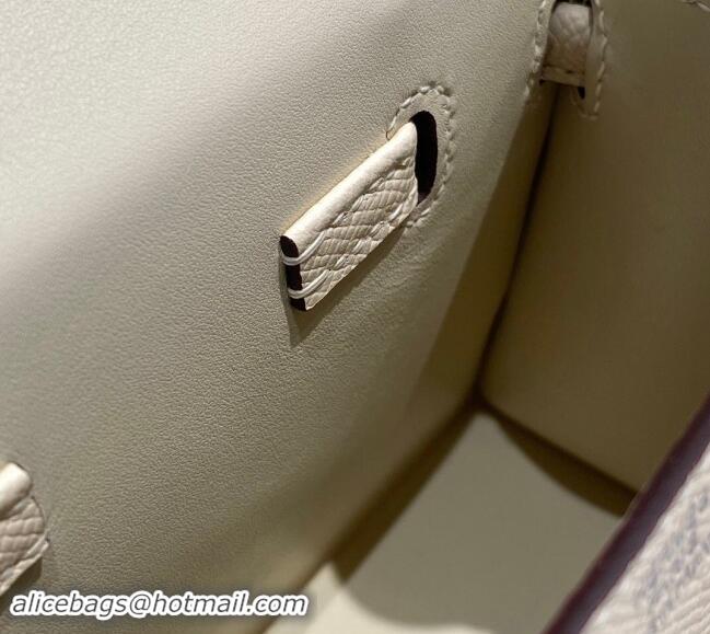 Top Design Hermes Kelly Doll Picto Mini Bag in Calfskin Leather H1001 Cream White 2024 (Half Handmade)