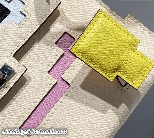 Top Design Hermes Kelly Doll Picto Mini Bag in Calfskin Leather H1001 Cream White 2024 (Half Handmade)