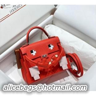 Luxury Cheap Hermes Kelly Doll Picto Mini Bag in Calfskin Leather H1001 Texas Pink 2024 (Half Handmade)