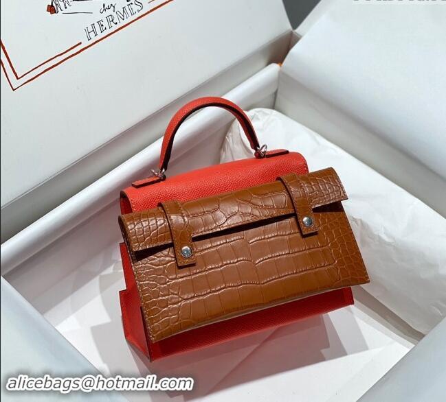 Luxury Cheap Hermes Kelly Doll Picto Mini Bag in Calfskin Leather H1001 Texas Pink 2024 (Half Handmade)