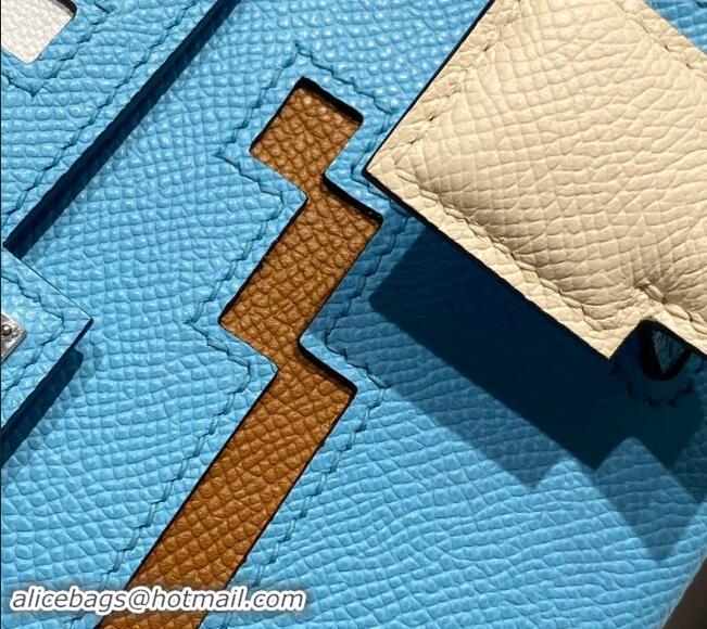 Well Crafted Hermes Kelly Doll Picto Mini Bag in Calfskin Leather H1001 Candy Blue 2024 (Half Handmade)