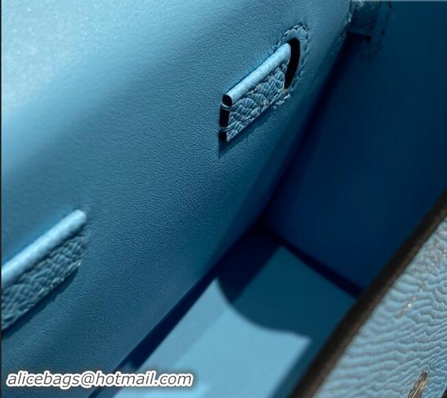 Well Crafted Hermes Kelly Doll Picto Mini Bag in Calfskin Leather H1001 Candy Blue 2024 (Half Handmade)