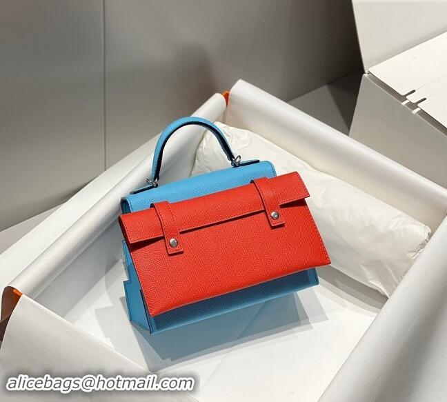 Well Crafted Hermes Kelly Doll Picto Mini Bag in Calfskin Leather H1001 Candy Blue 2024 (Half Handmade)