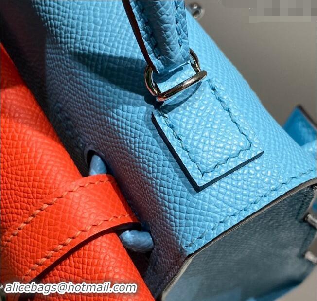 Well Crafted Hermes Kelly Doll Picto Mini Bag in Calfskin Leather H1001 Candy Blue 2024 (Half Handmade)