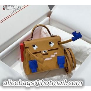 Most Popular Hermes Kelly Doll Picto Mini Bag in Calfskin Leather H1001 Milk Tea Beige 2024 (Half Handmade)