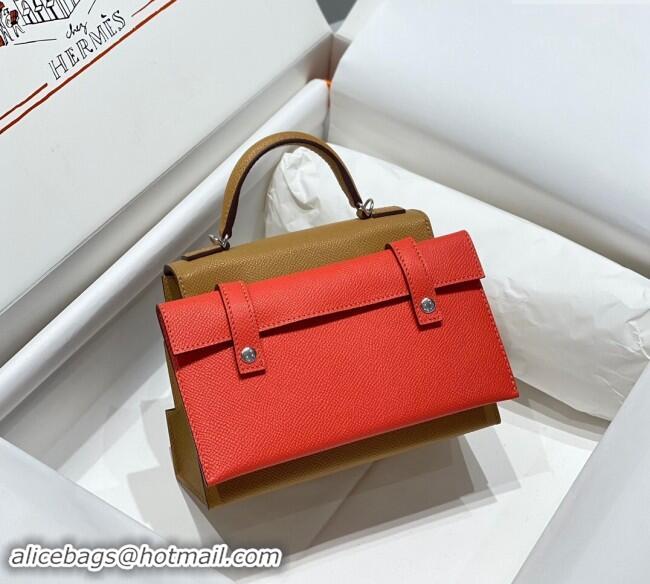 Most Popular Hermes Kelly Doll Picto Mini Bag in Calfskin Leather H1001 Milk Tea Beige 2024 (Half Handmade)