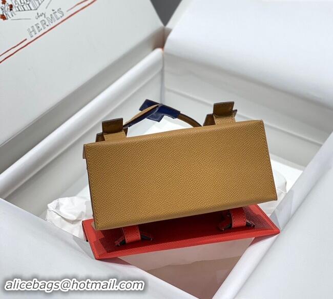 Most Popular Hermes Kelly Doll Picto Mini Bag in Calfskin Leather H1001 Milk Tea Beige 2024 (Half Handmade)