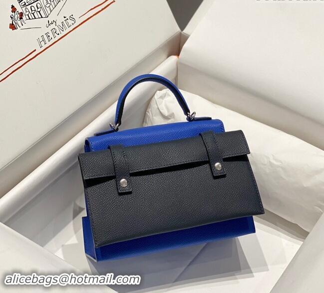 Grade Discount Most Popular Hermes Kelly Doll Picto Mini Bag in Calfskin Leather H1001 Royal Blue 2024 (Half Handmade)