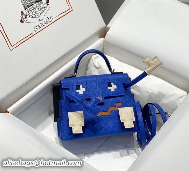 Grade Discount Most Popular Hermes Kelly Doll Picto Mini Bag in Calfskin Leather H1001 Royal Blue 2024 (Half Handmade)