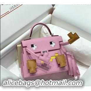 Best Price Hermes Kelly Doll Picto Mini Bag in Calfskin Leather H1001 Mallow Purple 2024 (Half Handmade)