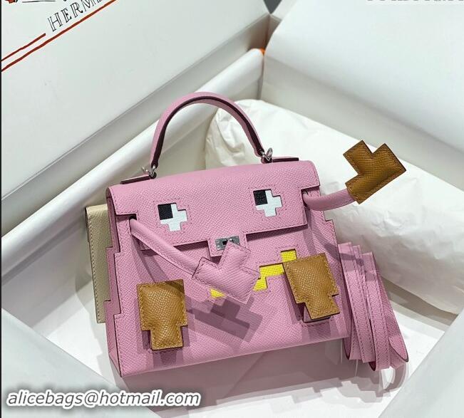 Best Price Hermes Kelly Doll Picto Mini Bag in Calfskin Leather H1001 Mallow Purple 2024 (Half Handmade)