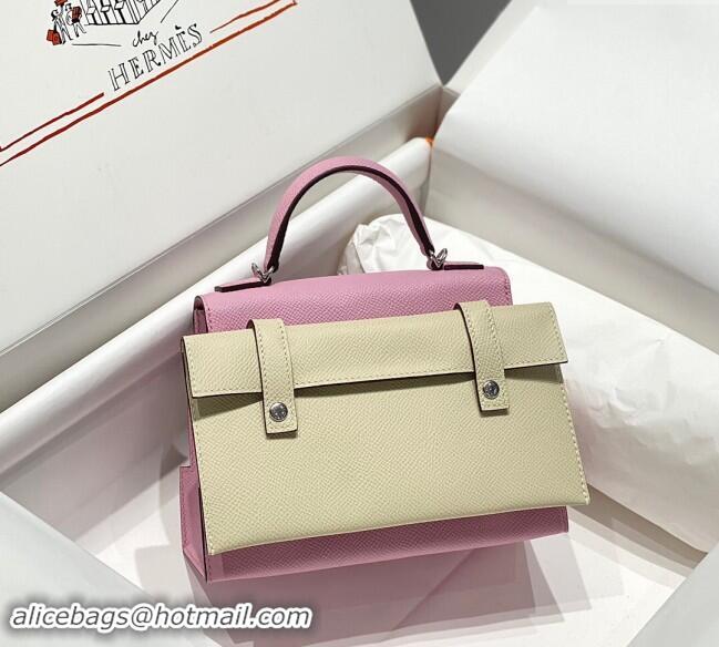 Best Price Hermes Kelly Doll Picto Mini Bag in Calfskin Leather H1001 Mallow Purple 2024 (Half Handmade)