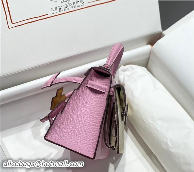 Best Price Hermes Kelly Doll Picto Mini Bag in Calfskin Leather H1001 Mallow Purple 2024 (Half Handmade)