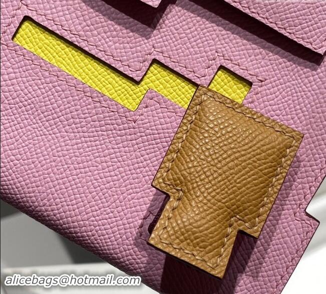 Best Price Hermes Kelly Doll Picto Mini Bag in Calfskin Leather H1001 Mallow Purple 2024 (Half Handmade)