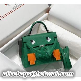 Famous Brand Hermes Kelly Doll Picto Mini Bag in Calfskin Leather H1001 Velvet Green 2024 (Half Handmade)