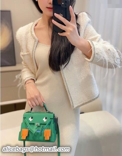 Famous Brand Hermes Kelly Doll Picto Mini Bag in Calfskin Leather H1001 Velvet Green 2024 (Half Handmade)