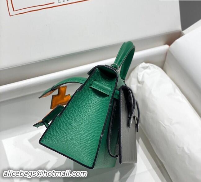 Famous Brand Hermes Kelly Doll Picto Mini Bag in Calfskin Leather H1001 Velvet Green 2024 (Half Handmade)