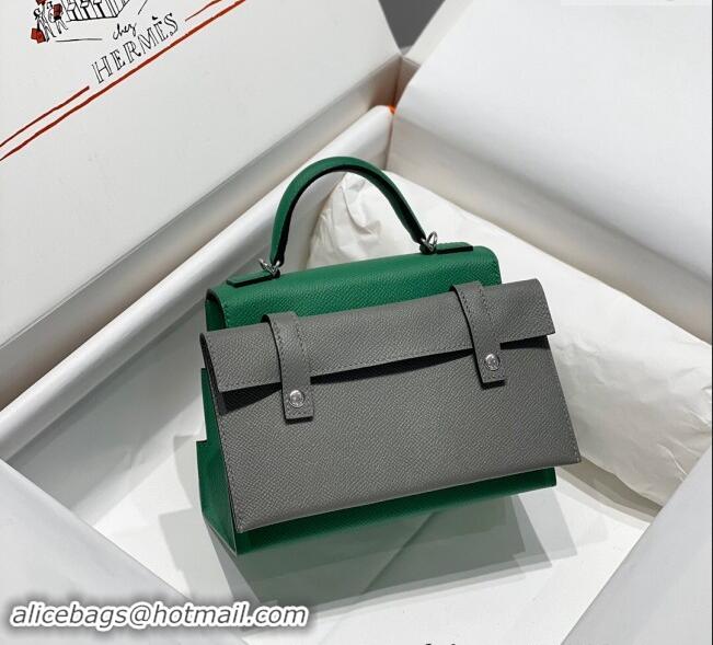 Famous Brand Hermes Kelly Doll Picto Mini Bag in Calfskin Leather H1001 Velvet Green 2024 (Half Handmade)