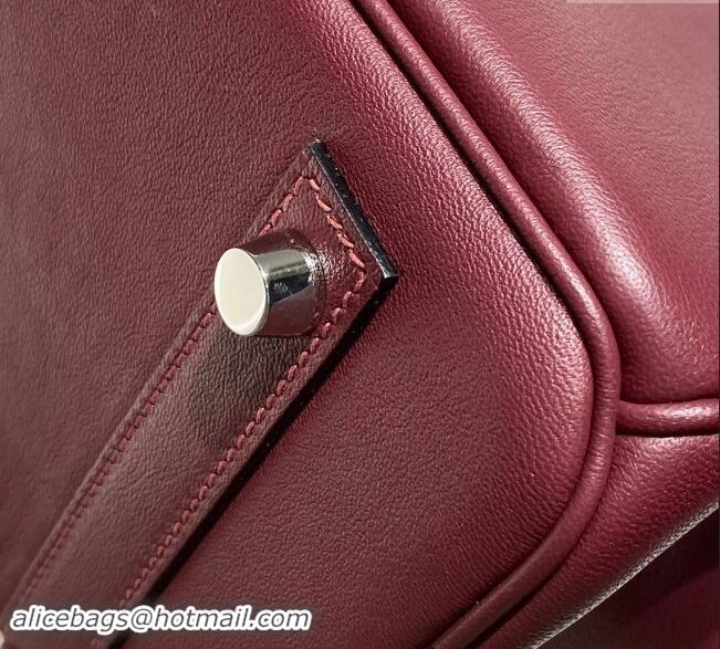 New Design Hermes Mini Shoulder Birkin Bag 29cm in Calfskin Leather H1010 Bordeaux Red 2024 (Half Handmade)