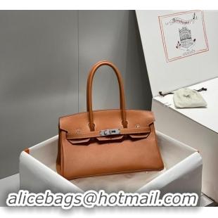 Top Grade Hermes Mini Shoulder Birkin Bag 29cm in Calfskin Leather H1010 Golden Brown 2024 (Half Handmade)