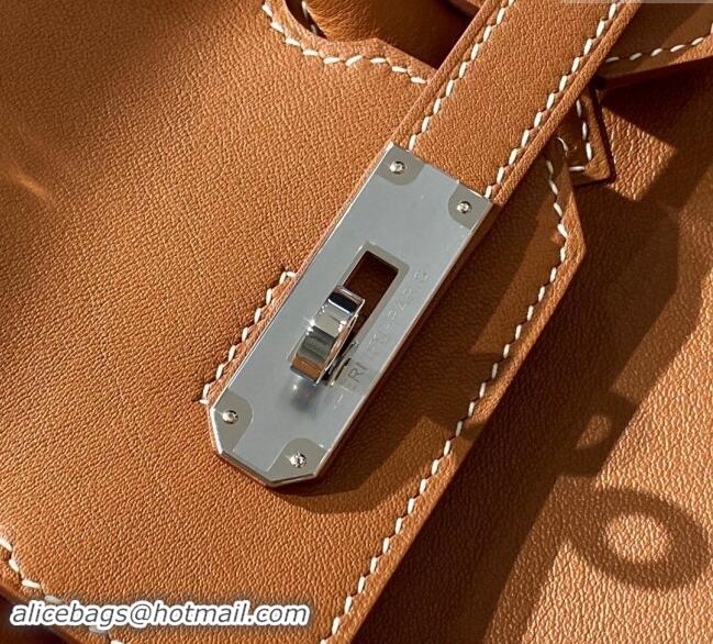 Top Grade Hermes Mini Shoulder Birkin Bag 29cm in Calfskin Leather H1010 Golden Brown 2024 (Half Handmade)