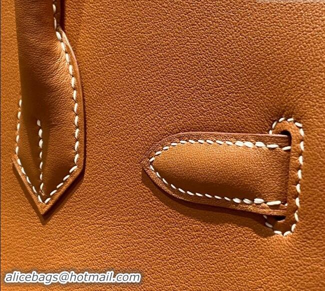 Top Grade Hermes Mini Shoulder Birkin Bag 29cm in Calfskin Leather H1010 Golden Brown 2024 (Half Handmade)