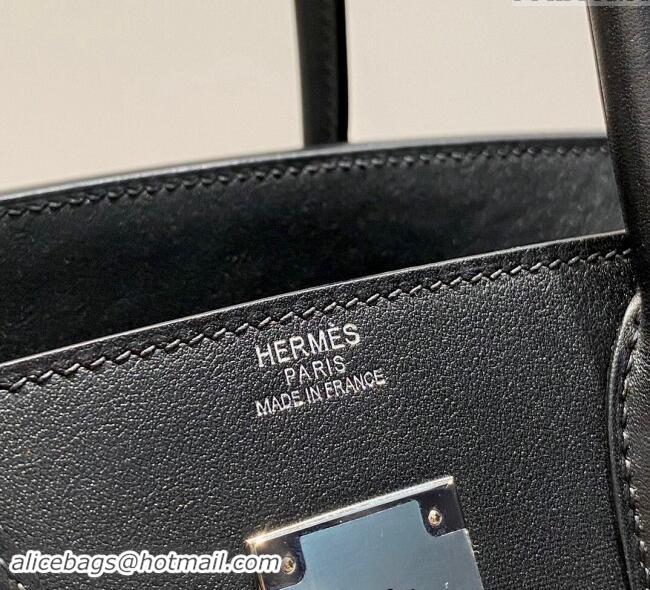 Market Sells Hermes Mini Shoulder Birkin Bag 29cm in Calfskin Leather H1010 Black/Silver 2024 (Half Handmade)