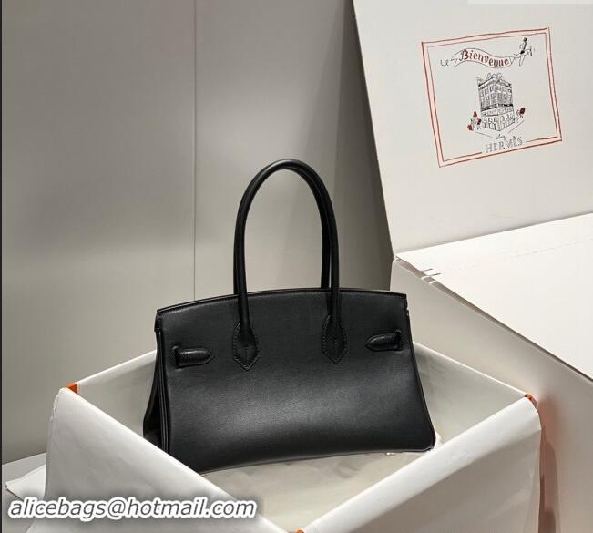 Market Sells Hermes Mini Shoulder Birkin Bag 29cm in Calfskin Leather H1010 Black/Silver 2024 (Half Handmade)