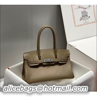 Grade Quality Hermes Mini Shoulder Birkin Bag 29cm in Calfskin Leather H1010 Elephant Grey 2024 (Half Handmade)