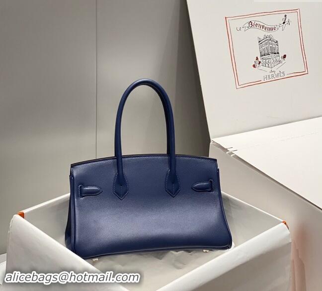 Classic Discount Hermes Mini Shoulder Birkin Bag 29cm in Calfskin Leather H1010 Deep Blue 2024 (Half Handmade)