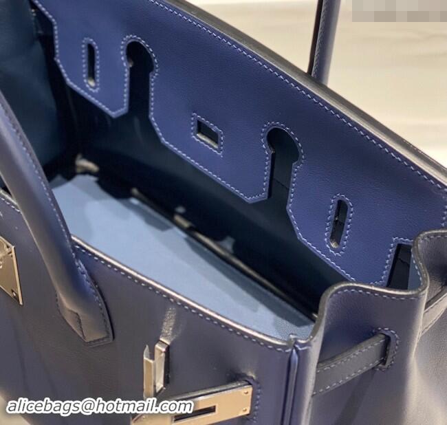 Classic Discount Hermes Mini Shoulder Birkin Bag 29cm in Calfskin Leather H1010 Deep Blue 2024 (Half Handmade)