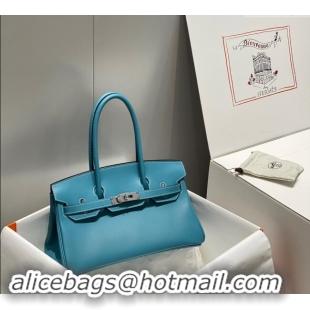 Reasonable Price Hermes Mini Shoulder Birkin Bag 29cm in Calfskin Leather H1010 Denim Blue 2024 (Half Handmade)