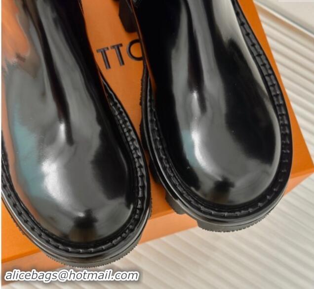 Big Discount Louis Vuitton LV Checker Ankle Chelsea Boots in Black Glazed Leather 1014120