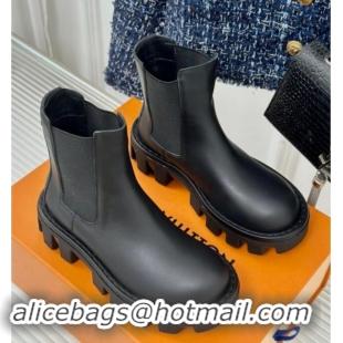 Trendy Design Louis Vuitton LV Checker Ankle Chelsea Boots in Black Calf Leather 1014121