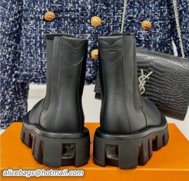 Trendy Design Louis Vuitton LV Checker Ankle Chelsea Boots in Black Calf Leather 1014121