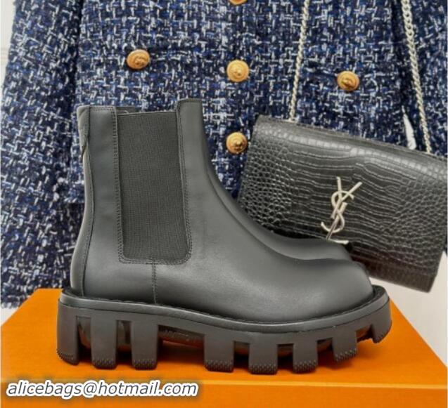 Trendy Design Louis Vuitton LV Checker Ankle Chelsea Boots in Black Calf Leather 1014121