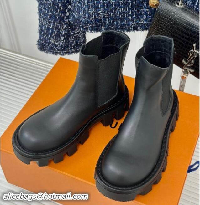 Trendy Design Louis Vuitton LV Checker Ankle Chelsea Boots in Black Calf Leather 1014121