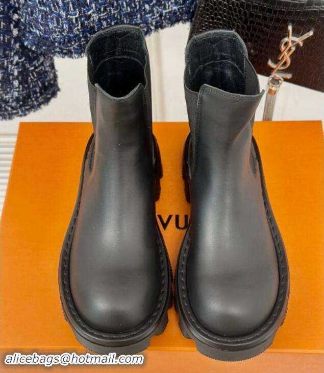 Trendy Design Louis Vuitton LV Checker Ankle Chelsea Boots in Black Calf Leather 1014121