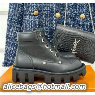 Charming Louis Vuitton LV Checker Ankle Boots in Black Leather 1014123